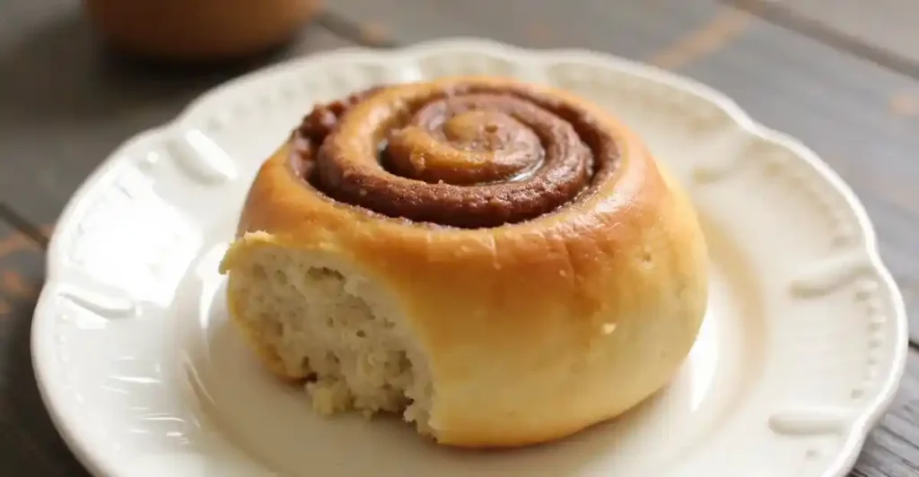 Soft and fluffy sourdough cinnamon rolls served on a plate