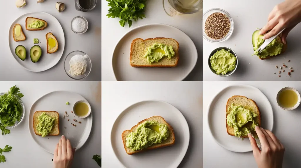 Avocado and fresh ingredients on a kitchen counter