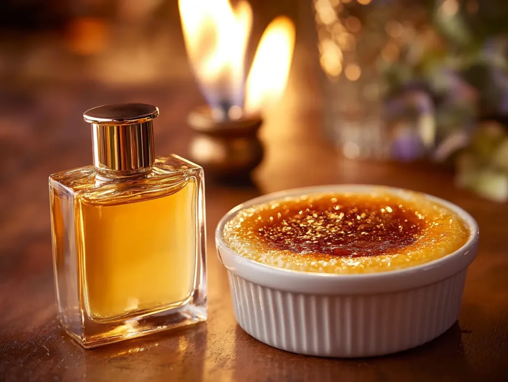 Crème Brûlée Perfume Bottle with a Dessert Accent