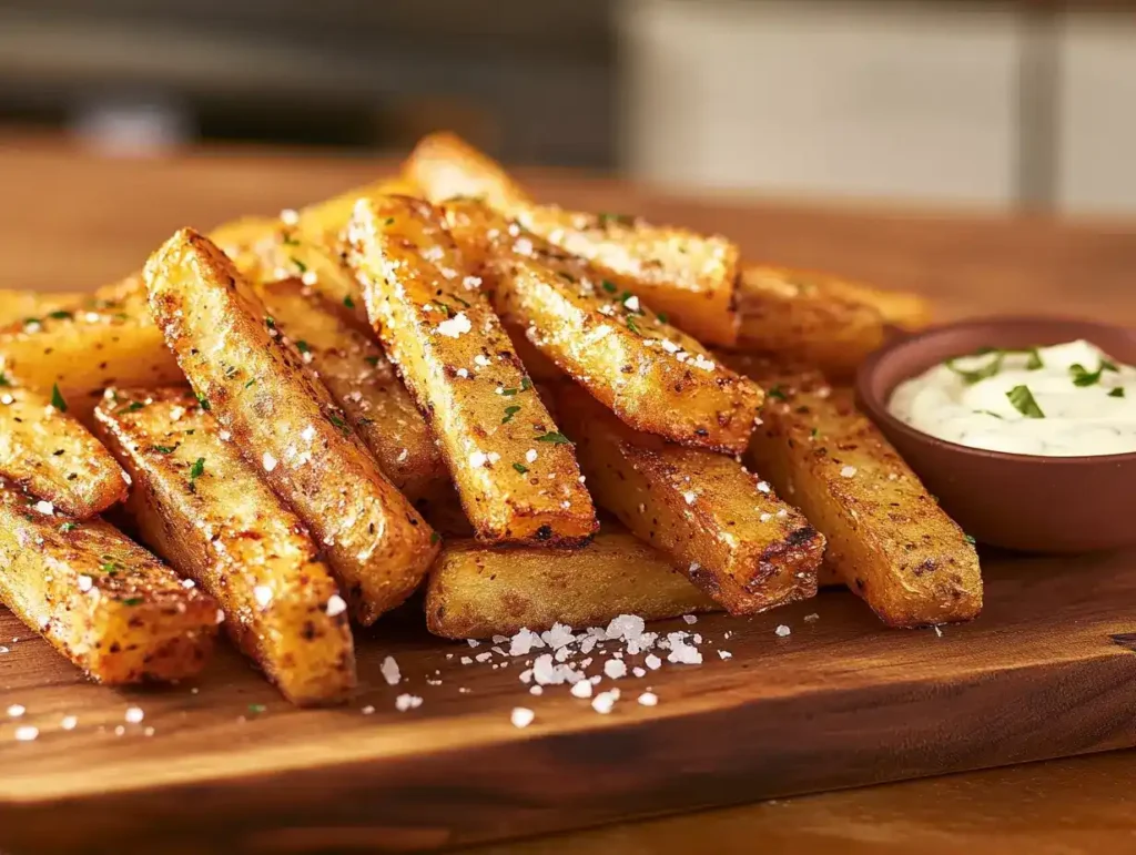 Golden crispy fries served with garlic aioli